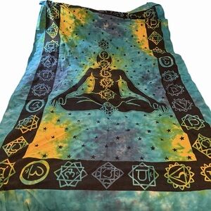Green & black Tie dye tapestry perfect for your favorite yogi Namaste